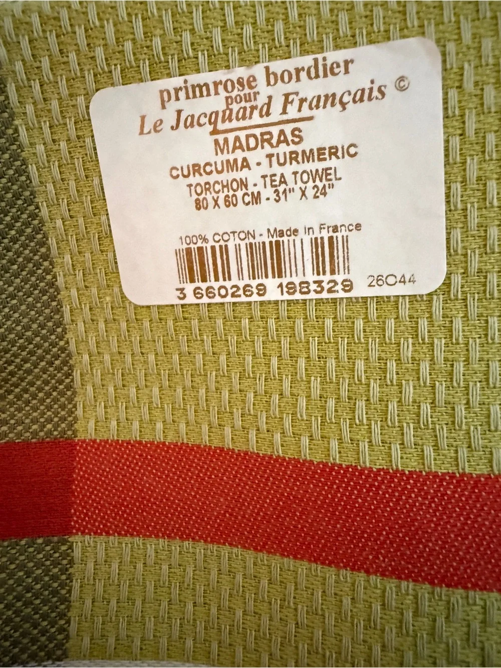 Le Jacquard Francais Tea Towels Set of 2 Macarons & Madras Plaid Green New